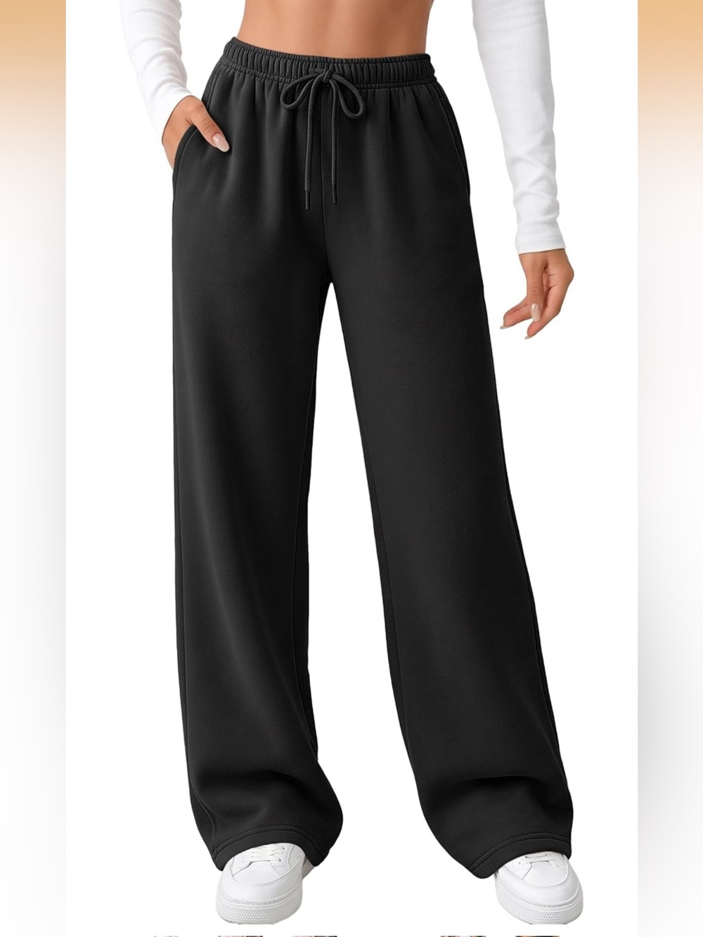 Black Drawstring Sweatpants - Picture 2 of 3